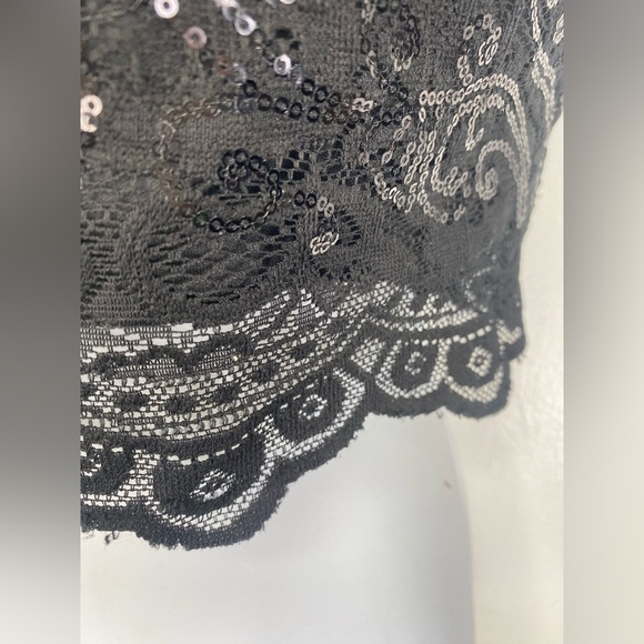 Jodi Kristopher Black Lace Sequin Women's Top - Picture 2 of 6